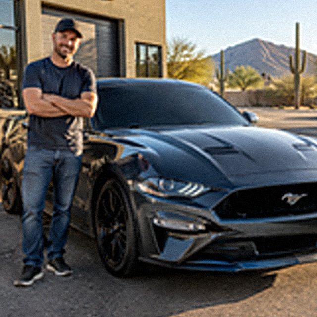 Dark gray Mustang GT with ceramic tint